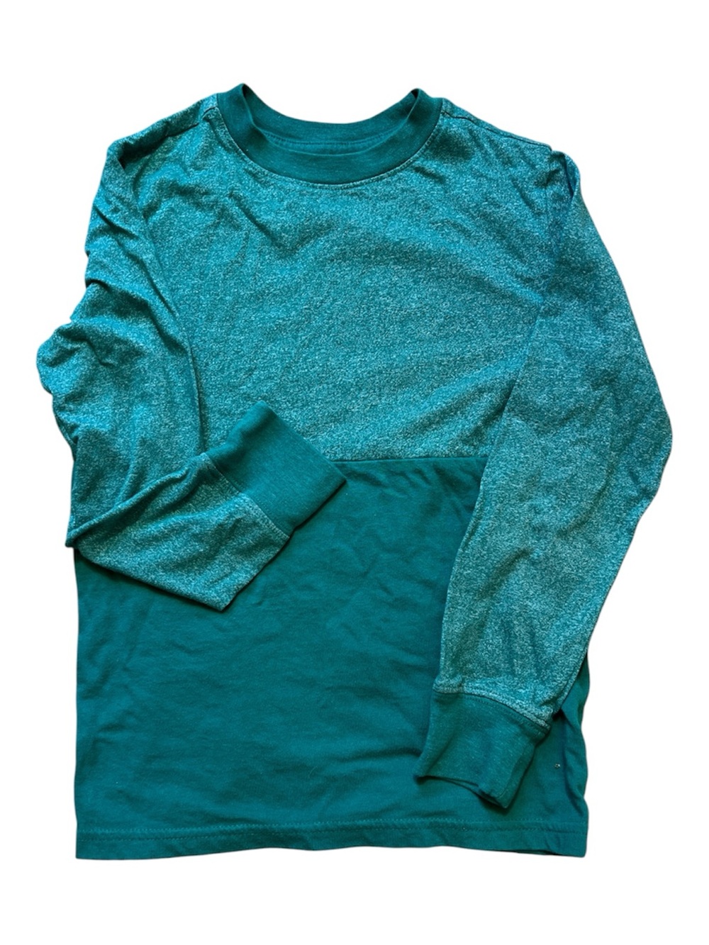 Cat & Jack Boys Size Small 6/7 Green Colorblock Long Sleeve T-Shirt Crewneck